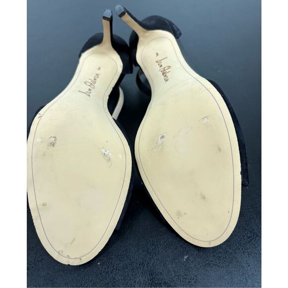 Sam Edelman BLACK SUEDE HIGH HEEL OPEN TOE SLINGBACK SHOES size 8 - Picture 9 of 12